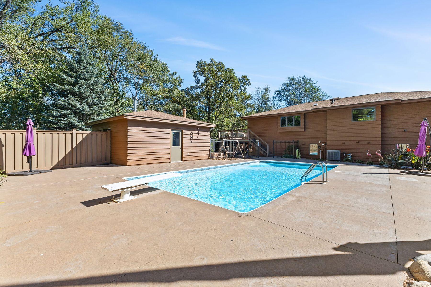 1615 Laurel Ave In-ground pool with new pool liner and pool house for storage and changing area
