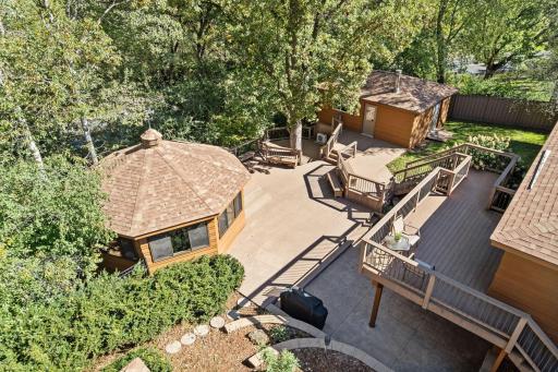 1615 Laurel Ave Gazebo with hot tub, 16X22 workshop, surrounded by maintenance free decking.