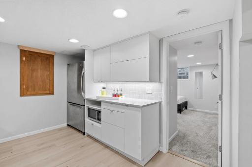 Extra lower level fridge and kitchenette area