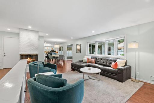 Spacious living room with Andersen bay window