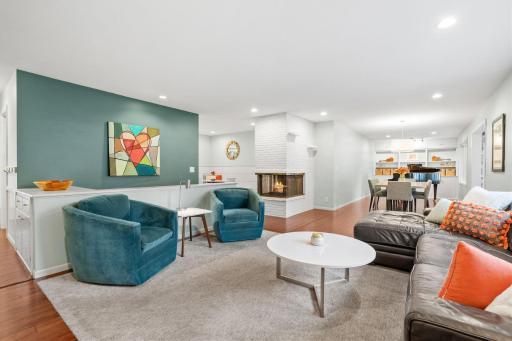 Decorative fireplace in living room