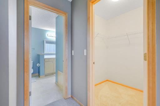 Walk in closet is just off the bathroom.