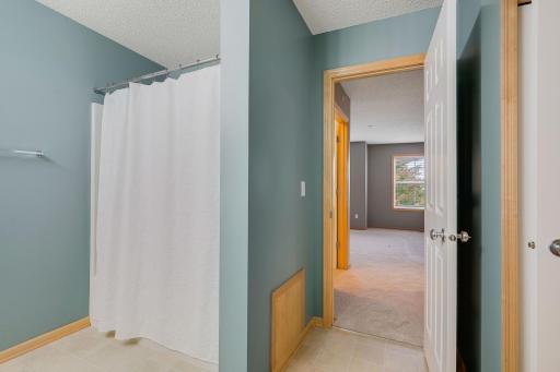 View into the primary bedroom.