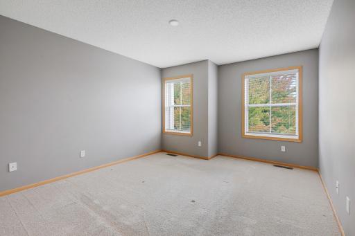 Spacious primary bedroom with walk-in closet and primary walk thru bathroom.