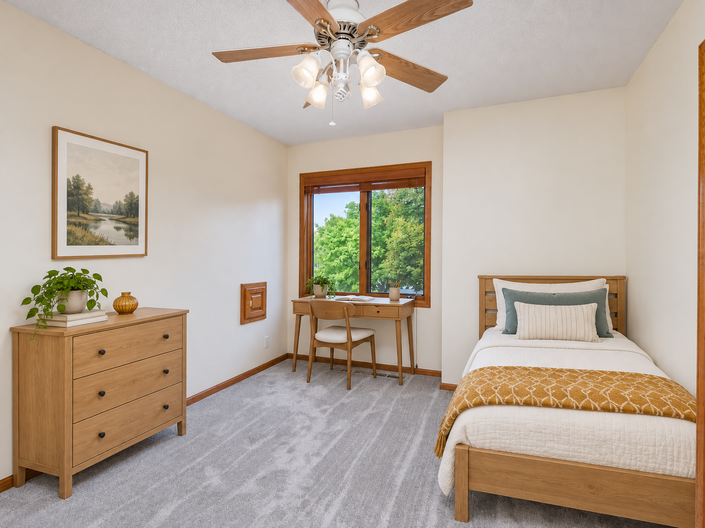 This image has been virtually staged with digitally added furniture and décor. Refer to the unstaged photos and an in-person showing for the property’s actual condition.