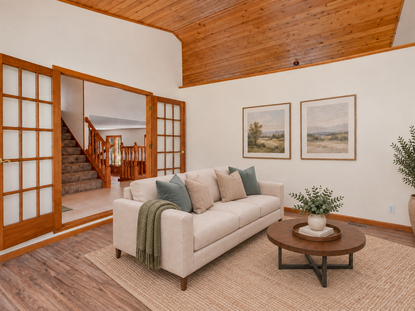 This image has been virtually staged with digitally added furniture and décor. Refer to the unstaged photos and an in-person showing for the property’s actual condition.
