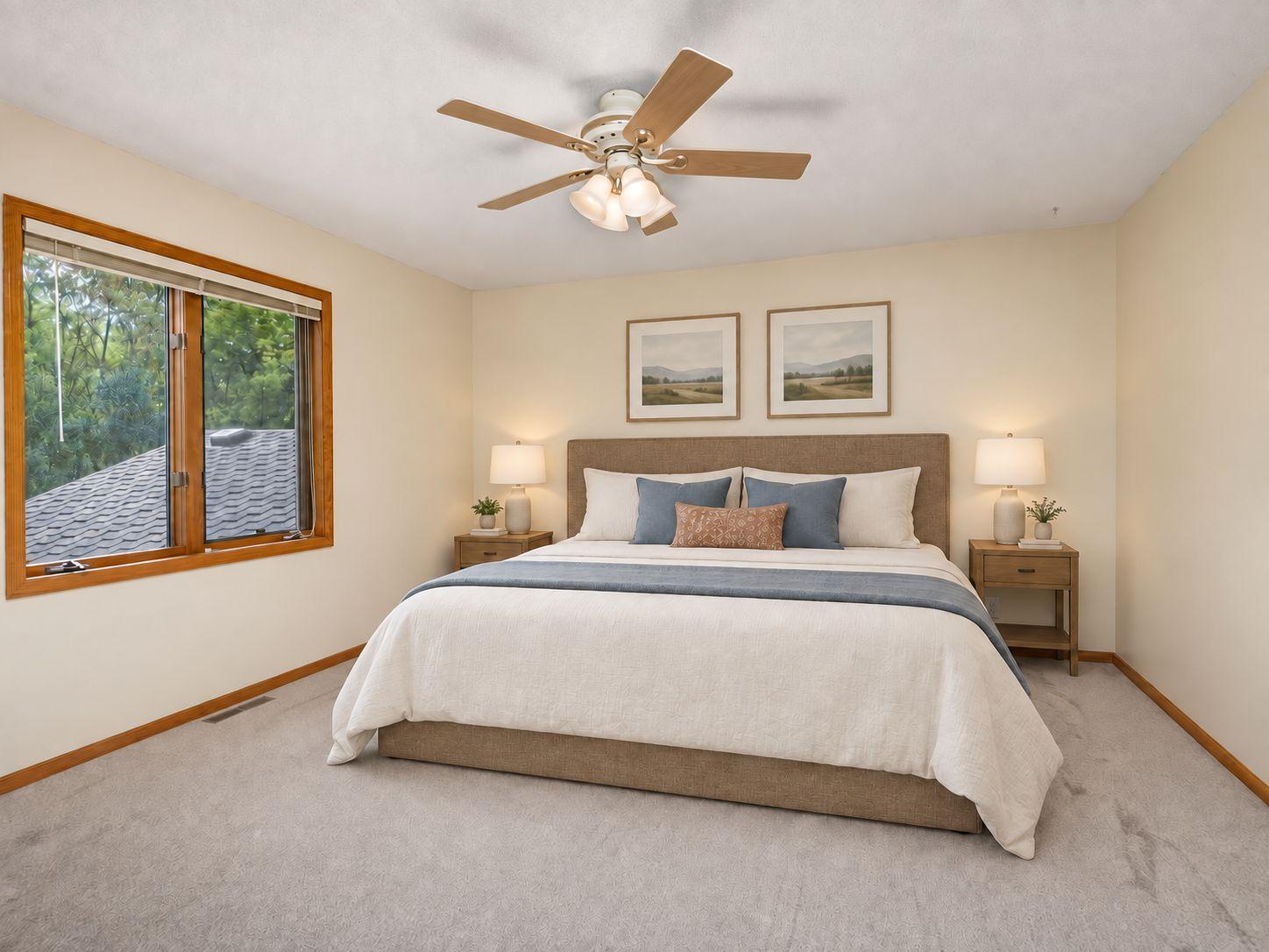 This image has been virtually staged with digitally added furniture and décor. Refer to the unstaged photos and an in-person showing for the property’s actual condition.