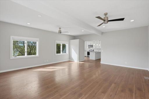 Great room with ribbons of natural light flood the gathering space.