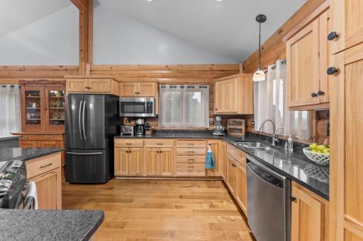 Plenty of cabinetry and sunset views from the kitchen