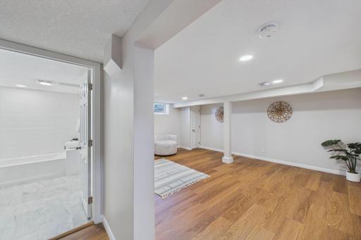 Lower level family room or recreation room is nice and open.
