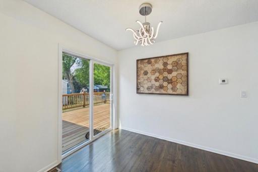 Easy access to deck and backyard from the dining room.