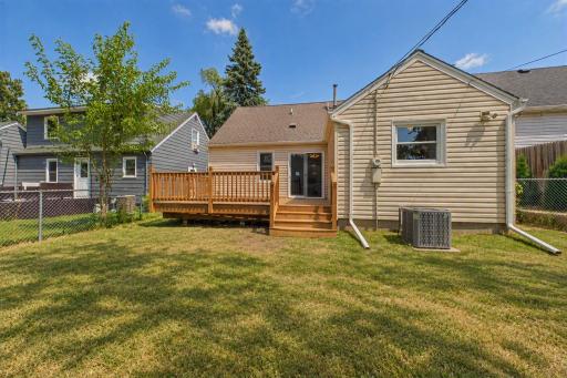 View of backyard and new deck