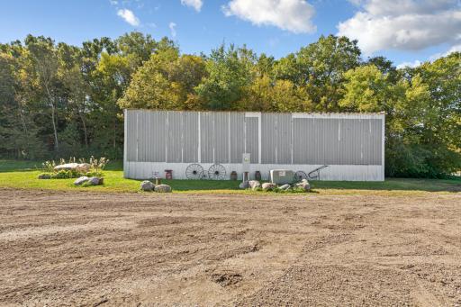 The steel pole shed is 40'x50' and can fit all of your toys, tools, or workshop needs.