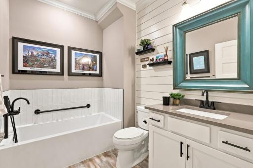 Newly renovated hall guest bath with soaking tub