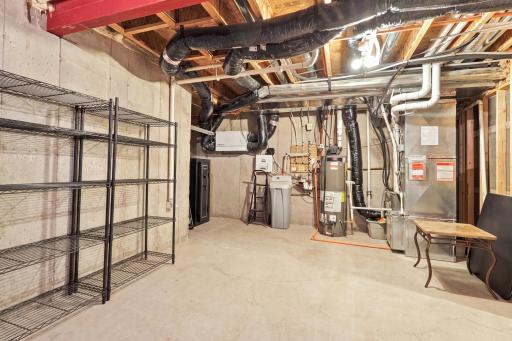 Large storage space with 2016 Lenox HVAC, passive radon mitigation, sump pump & water softener. 2023 installed water heater.