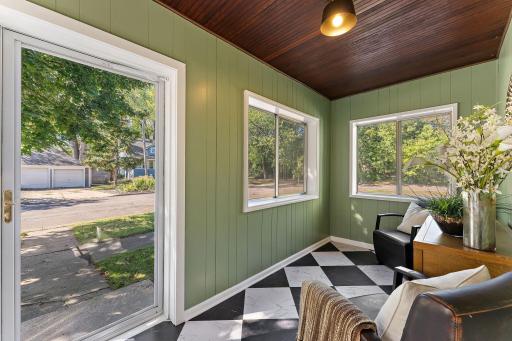 Greeted by your stylish and sunny porch