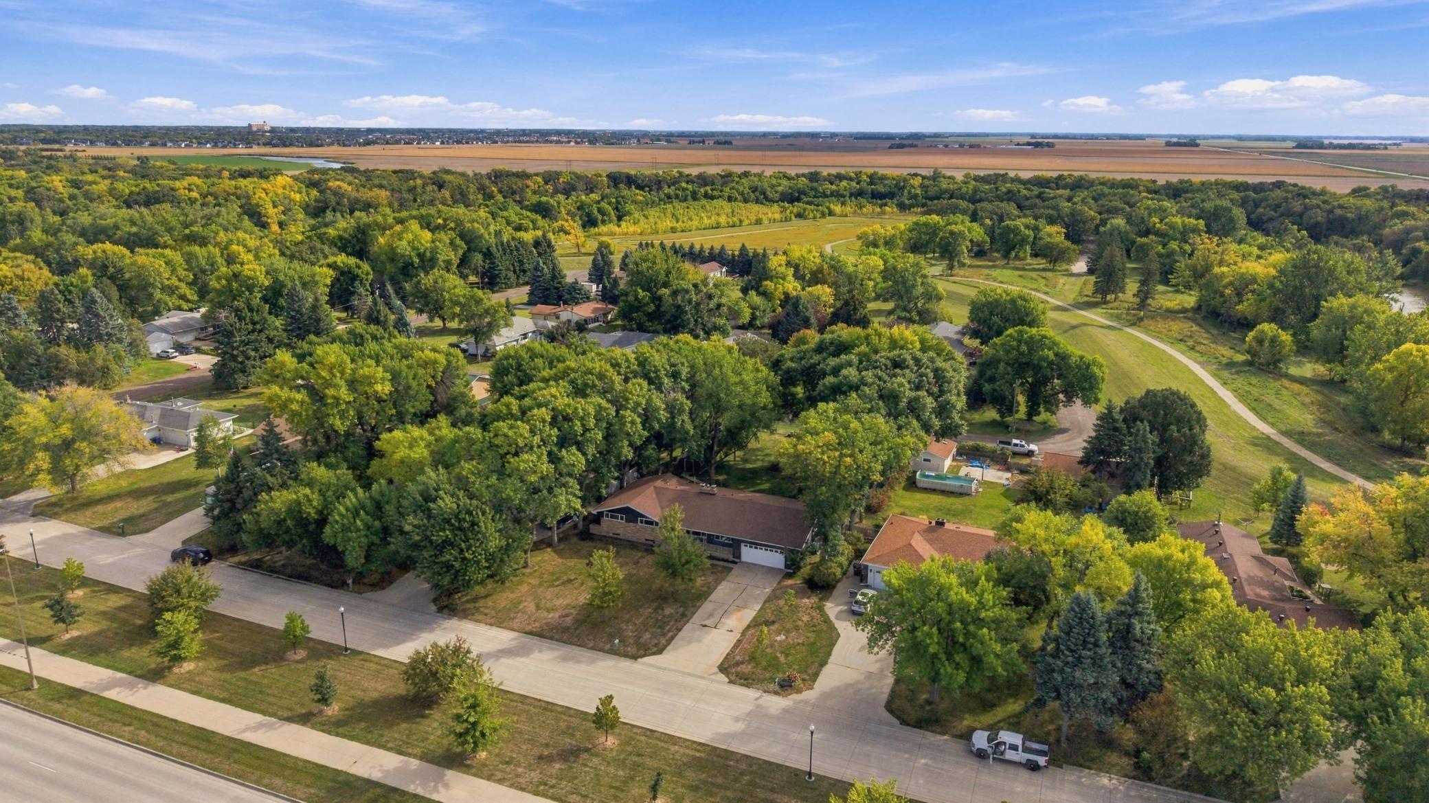 Aerial View of home and nearby recreational paths and greenspace.