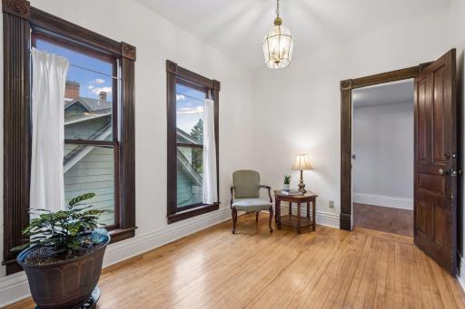 Once upstairs, there is a large sitting area or flex space.
