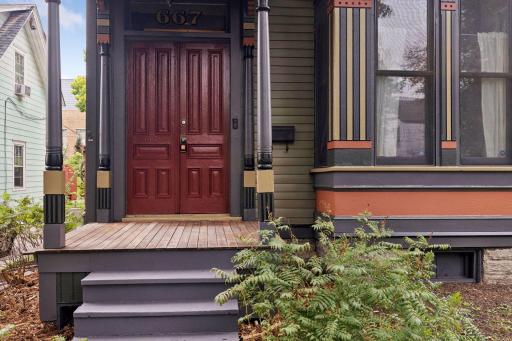 Details of the front door.
