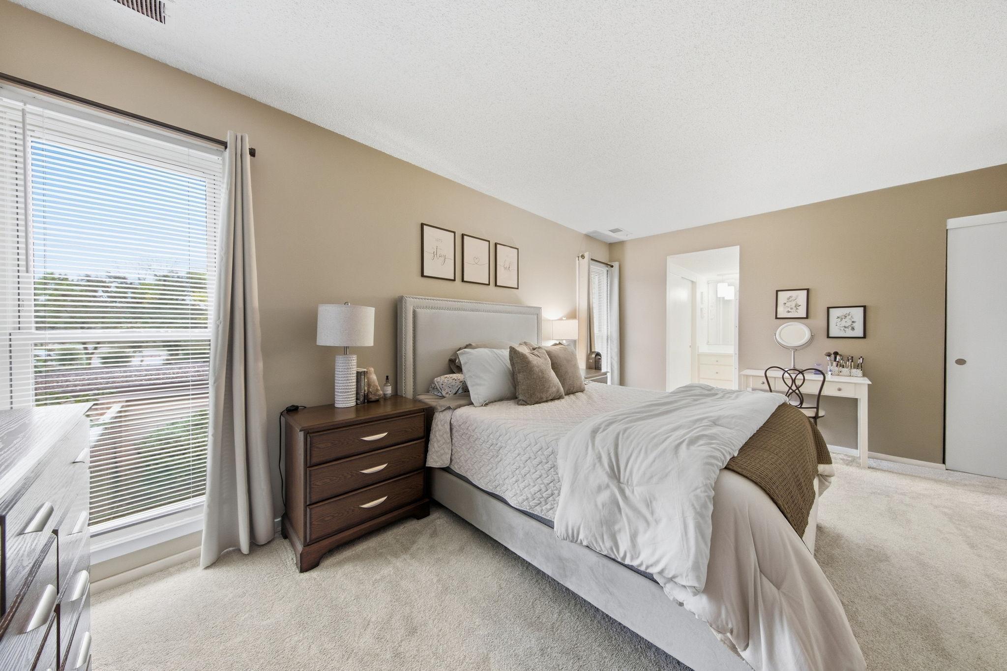 The side windows bring in so much light and make this room unique.