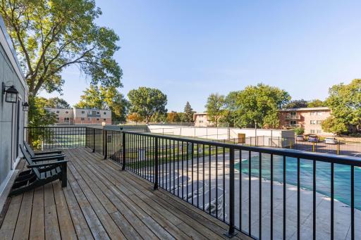 Community deck overlooking pool