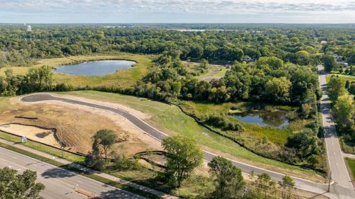 Aerial view of Stonegate Builders' Villas at Flowerfield Development