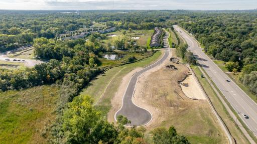 Aerial view of Stonegate Builders' Villas at Flowerfield Development