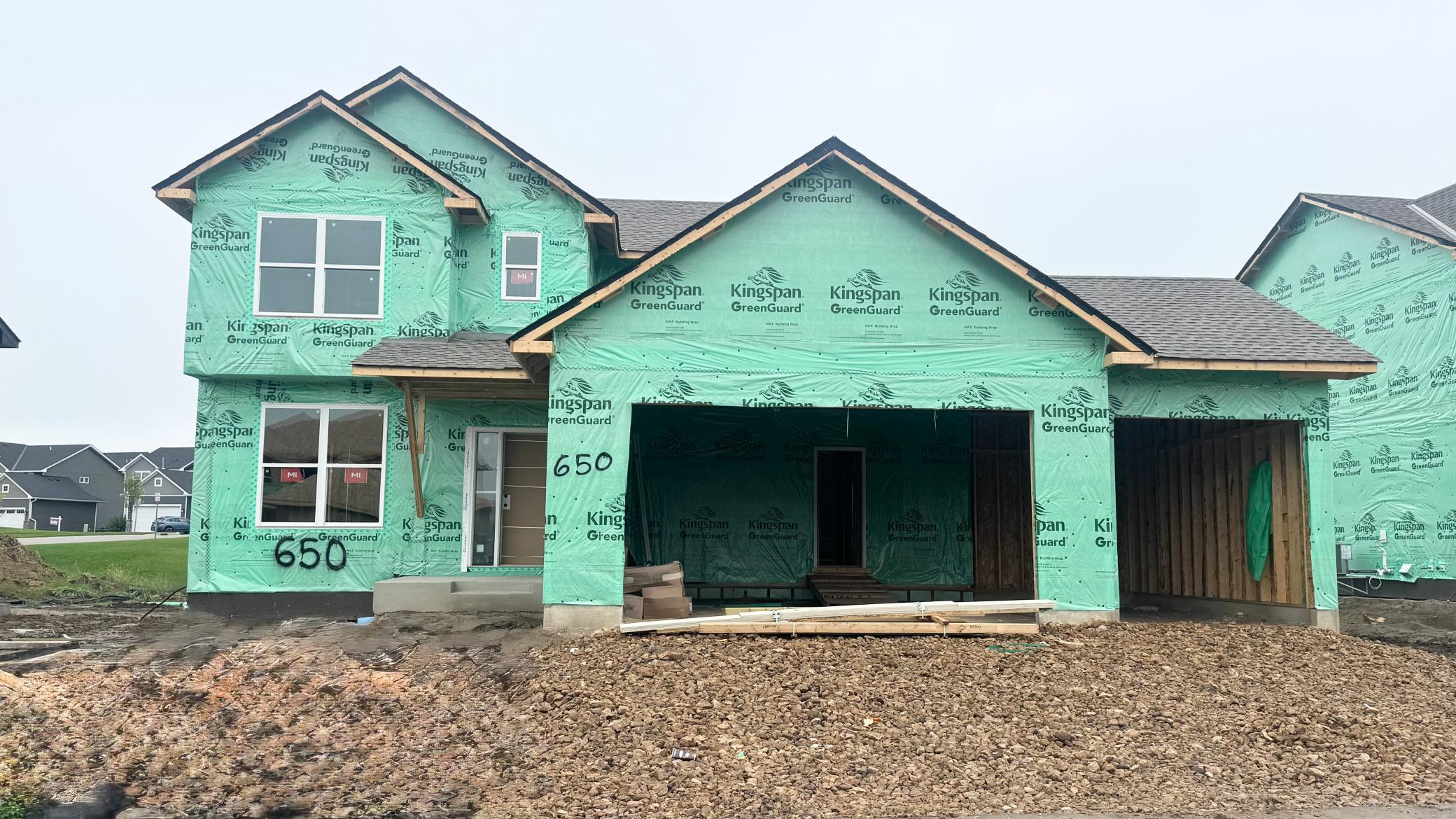 (Photo is of the actual home in progress.)