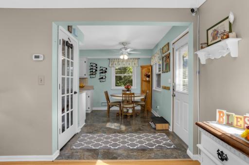 Easy side entrance from outside and French glass door to lower level.