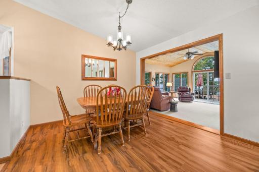 Dining Area off of kitchen easily hosts 10 this way!