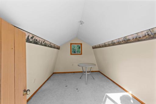 This unique upper-level loft in the huge shed offers endless possibilitiesâcreate a cozy hangout, game room, hobby space, reading retreat, or fun getaway overlooking the backyard.