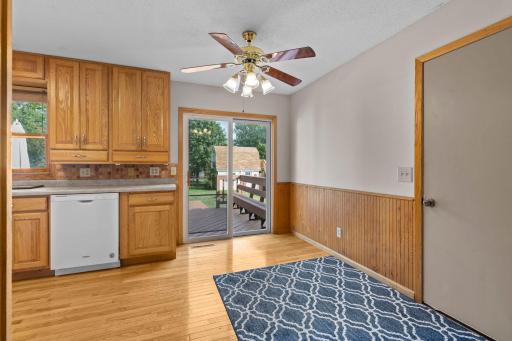 Easy walkout from kitchen to backyard deck.