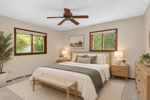 Virtually-staged Primary Bedroom
