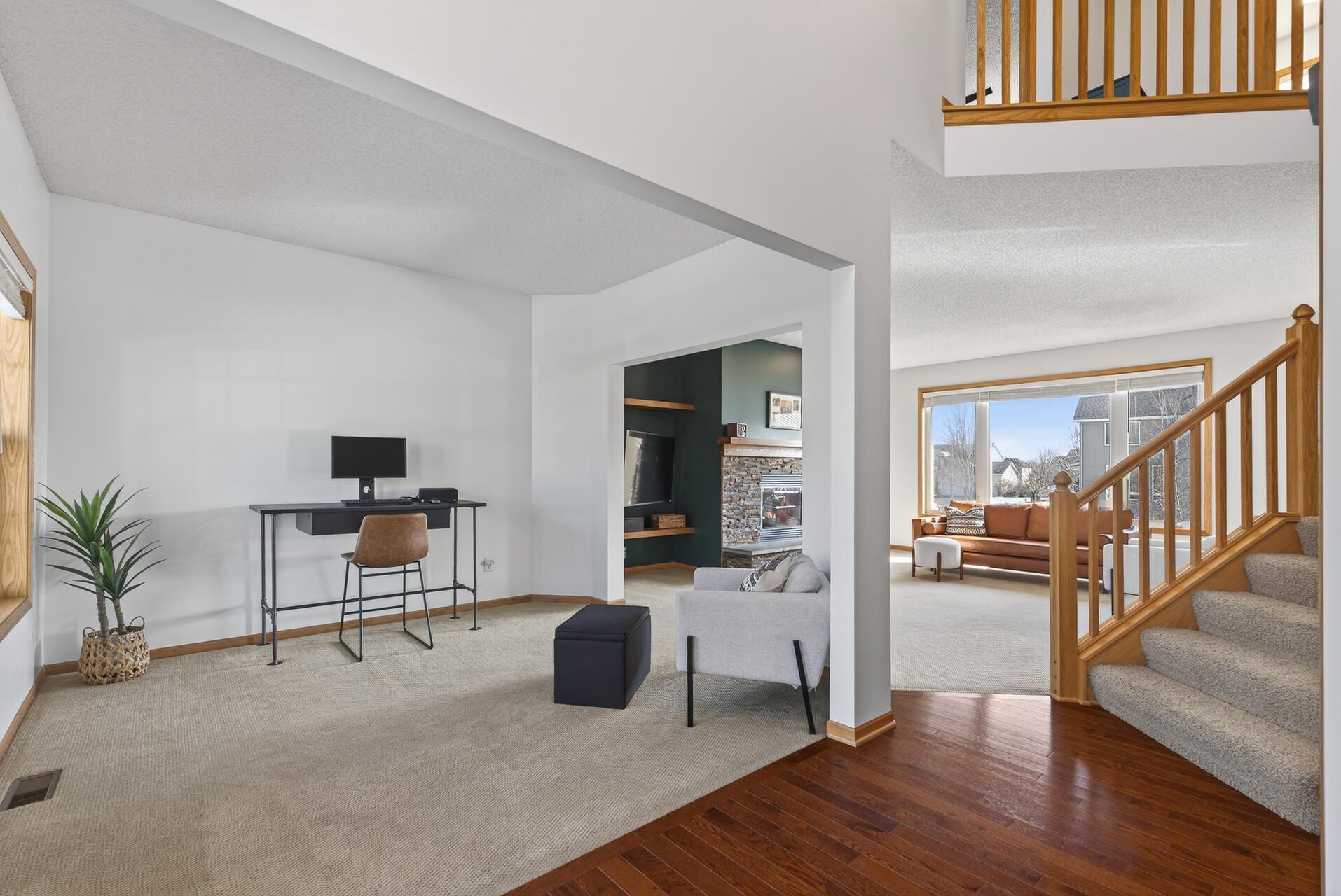 Front Flex room to the left of Foyer is ideal for a home office, music room or cozy reading retreat.
