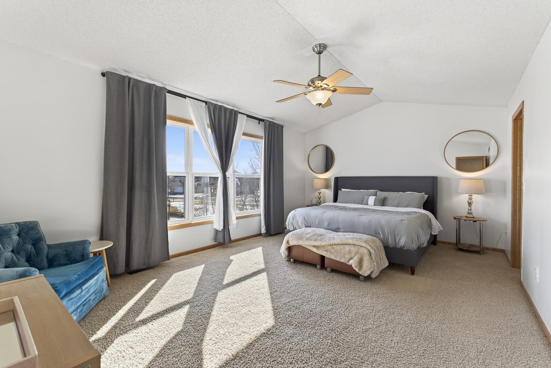 Dream Owners Suite with oversized windows and vaulted ceiling. 19x13