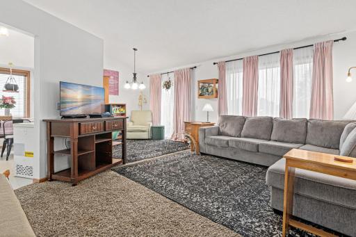 Spacious living room with vaulted ceilings