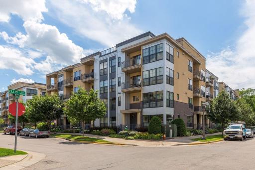 The outdoor spaces face east, while the living room and balcony enjoy desirable southern exposure.