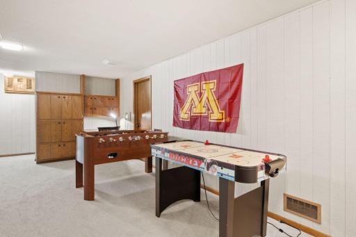 Built in desk in lower level for homework or office space