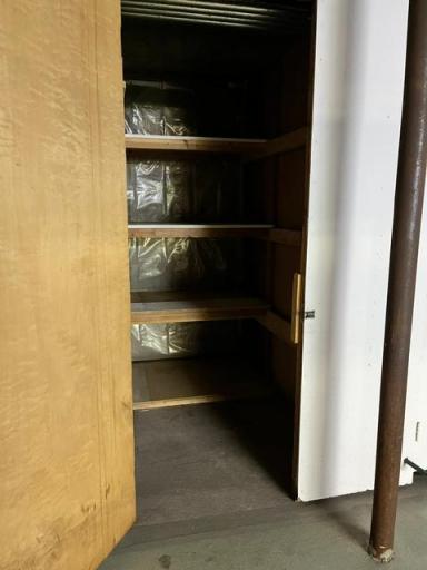 Inside view of the walk-in storage locker.