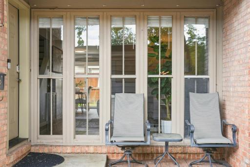 A welcoming entry with outdoor space just beyond your front door.