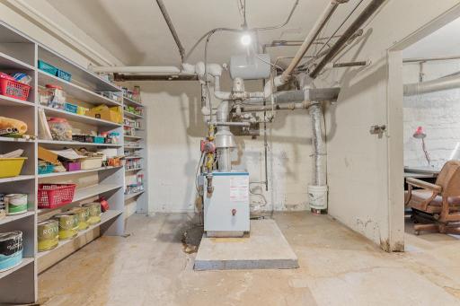Just one of the rooms in the basement, this one houses the boiler.