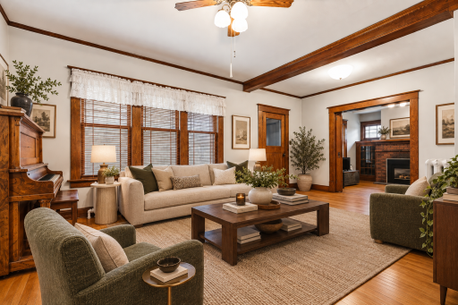 Living room with virtual staging