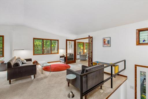 Vaulted ceilings in this spacious living room