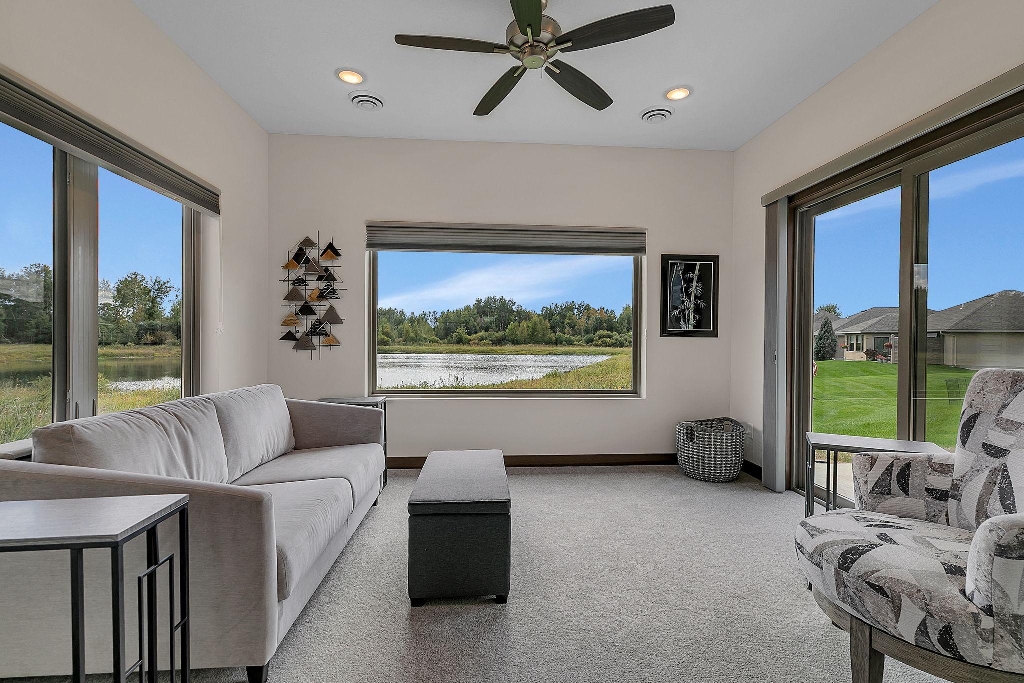 Large Windows Overlooking the Pond