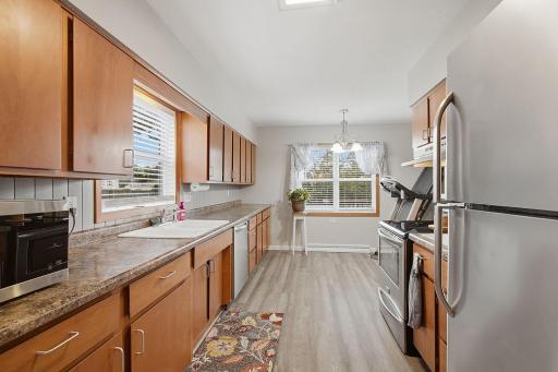Plenty of cabinets in this kitchen with lots of counter space.