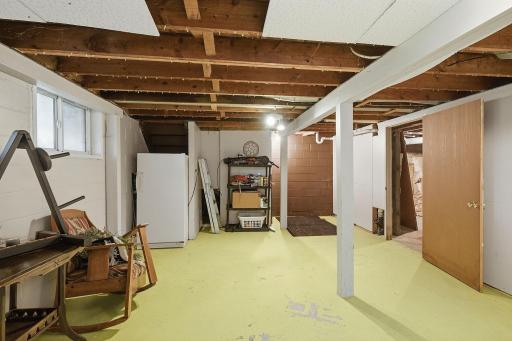Lots of storage space in this large basement.