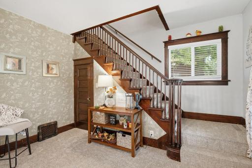Gorgeous open staircase when you enter the home.