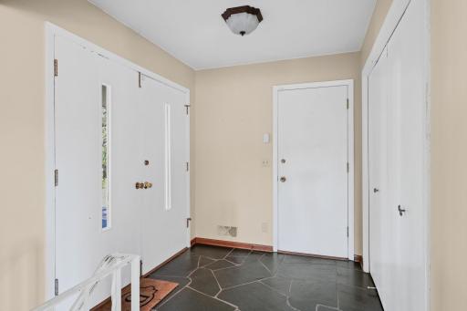 Spacious fieldstone foyer