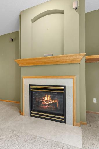 Beautiful gas fireplace ready for winter nights.