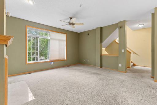 Architectural staircase adds flair and design.